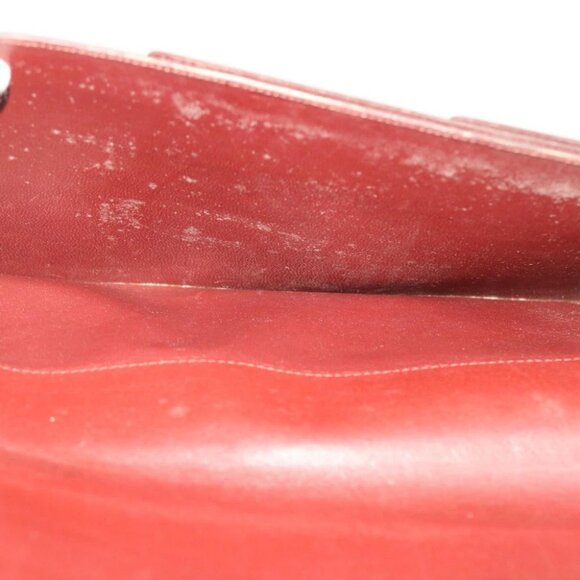 CARTIER Clutch Bag Leather Wine Red Auth 50447 - Picture 11 of 16